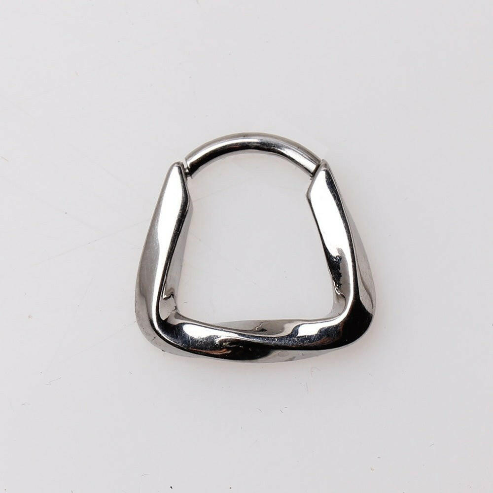 Stainless Steel Twisted Trapezium Shape Hinged Clicker Ring Seamless Ring Impulse Piercings