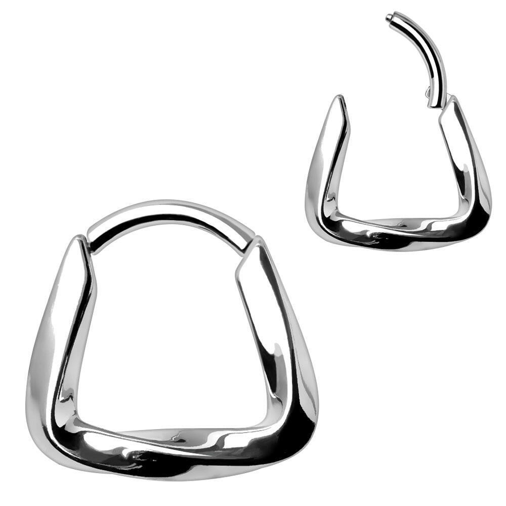 Stainless Steel Twisted Trapezium Shape Hinged Clicker Ring Seamless Ring Impulse Piercings