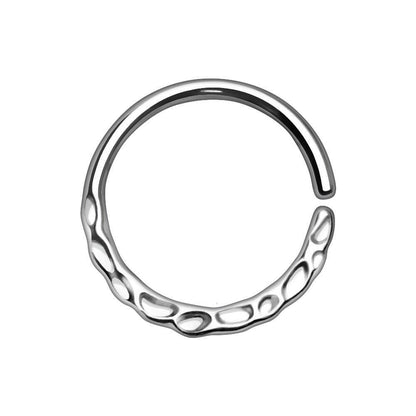 Stainless Steel Uneven Look Surface Seamless Ring / Septum Ring Captive Bead Impulse Piercings