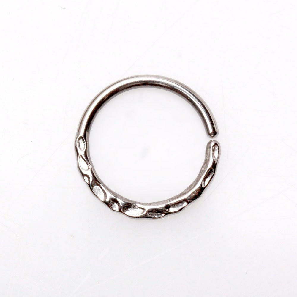 Stainless Steel Uneven Look Surface Seamless Ring / Septum Ring Captive Bead Impulse Piercings