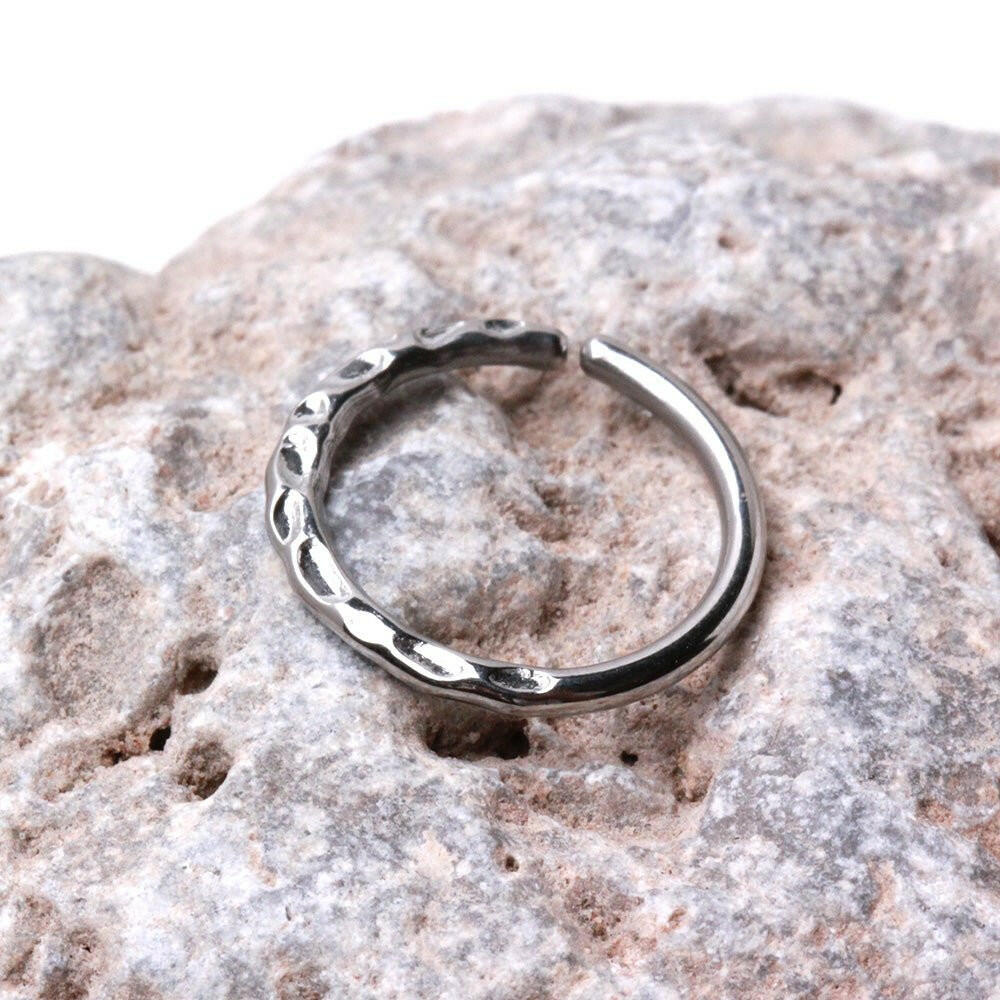 Stainless Steel Uneven Look Surface Seamless Ring / Septum Ring Captive Bead Impulse Piercings