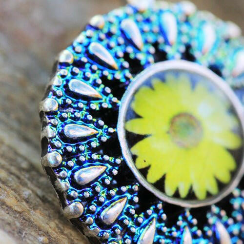 Stainless Steel Victorian Round Yellow Daisy Navel Ring Navel Ring Impulse Piercings