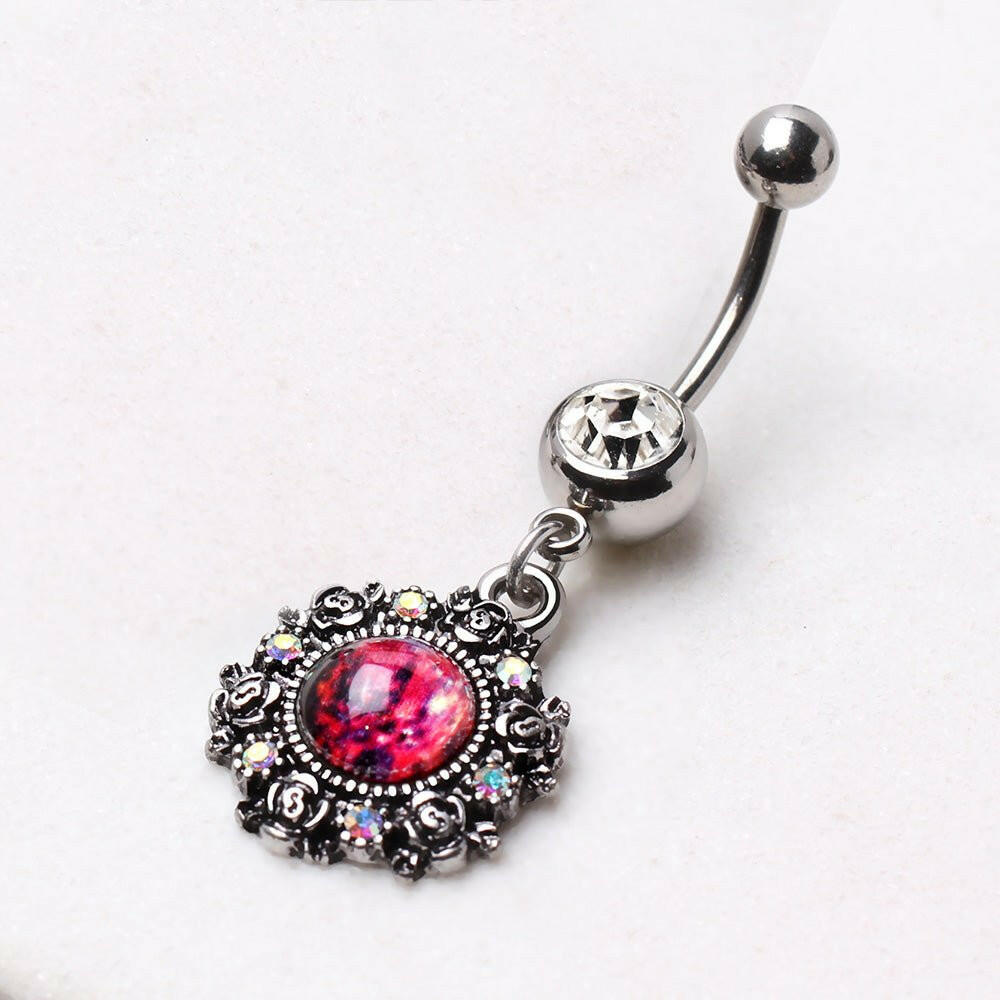 Stainless Steel Victorian Style Pendant Dangle Navel Ring Navel Ring Impulse Piercings