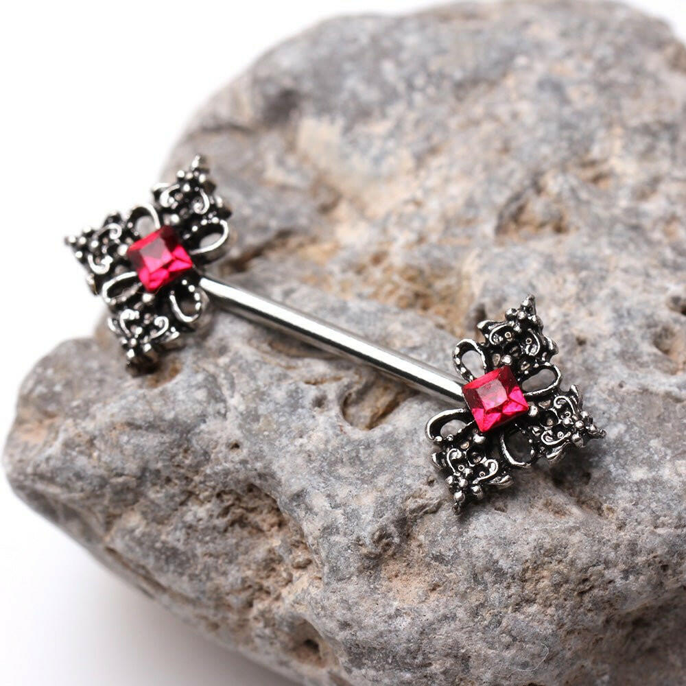 Stainless Steel Vintage Style Ornate Nipple Bar Nipple Ring Impulse Piercings