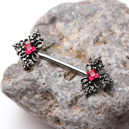 Stainless Steel Vintage Style Ornate Nipple Bar Nipple Ring Impulse Piercings