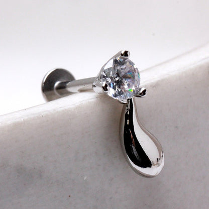 316L Stainless Steel Water Drop Dangle Prong Set CZ Labret Labret Skin Metals