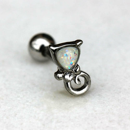 Stainless Steel White Synthetic Opal Cat Cartilage Earring Cartilage Earring Impulse Piercings