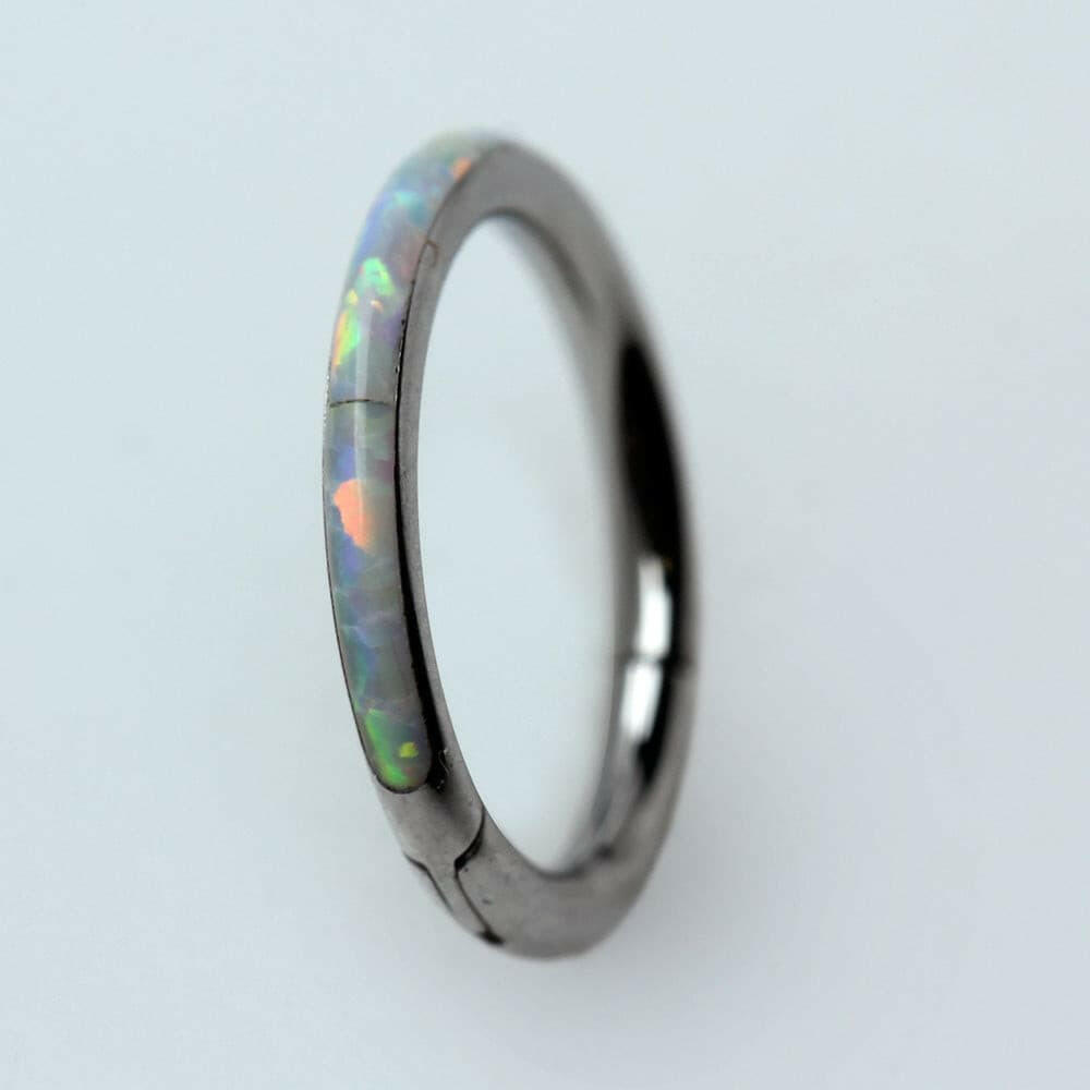 Seamless Opal-Studded Clicker Ring in 316L Stainless Steel Elegance Seamless Ring Impulse Piercings