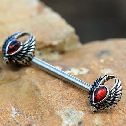 Stainless Steel Winged Blood Drop Nipple Bar Nipple Ring Impulse Piercings