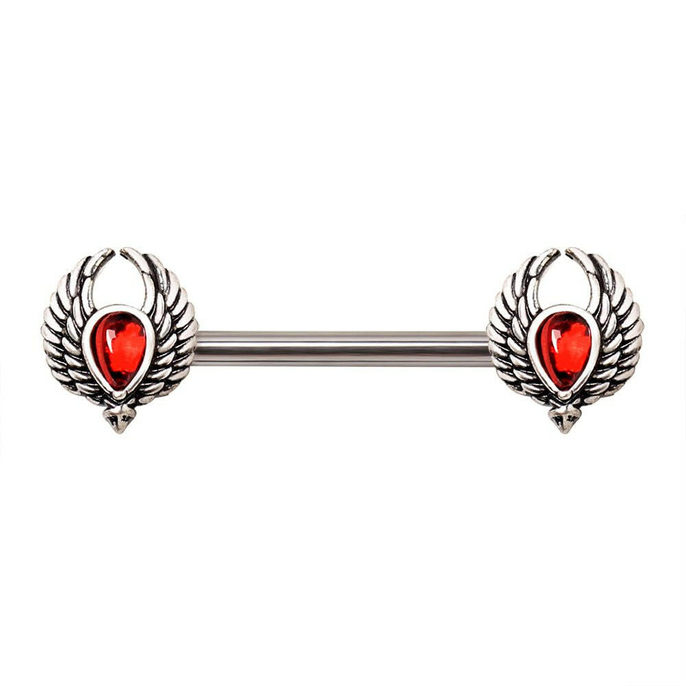 Stainless Steel Winged Blood Drop Nipple Bar Nipple Ring Impulse Piercings