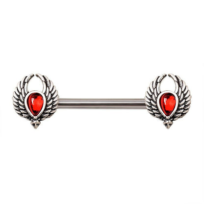 Stainless Steel Winged Blood Drop Nipple Bar Nipple Ring Impulse Piercings