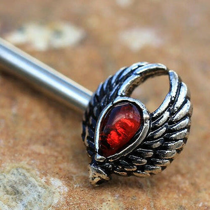 Stainless Steel Winged Blood Drop Nipple Bar Nipple Ring Impulse Piercings