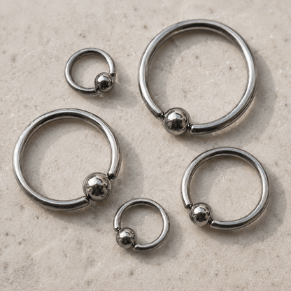 316L surgical steel annealed captive bead ring 16G 14G, implant grade stainless steel CBR piercing hoop