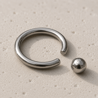 316L surgical steel annealed captive bead ring open and closed, easy bend CBR, implant grade stainless steel