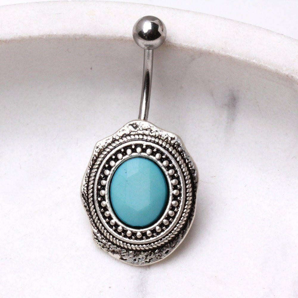 Surgical Steel Antique Turquoise Brooch Navel Ring Navel Ring Impulse Piercings