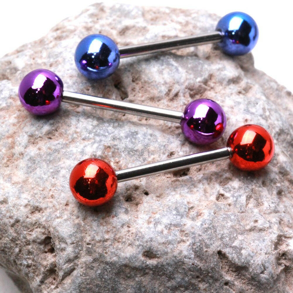 Surgical Steel Barbell with Vacuum-Coated Metallic Acrylic Balls Barbell Impulse Piercings