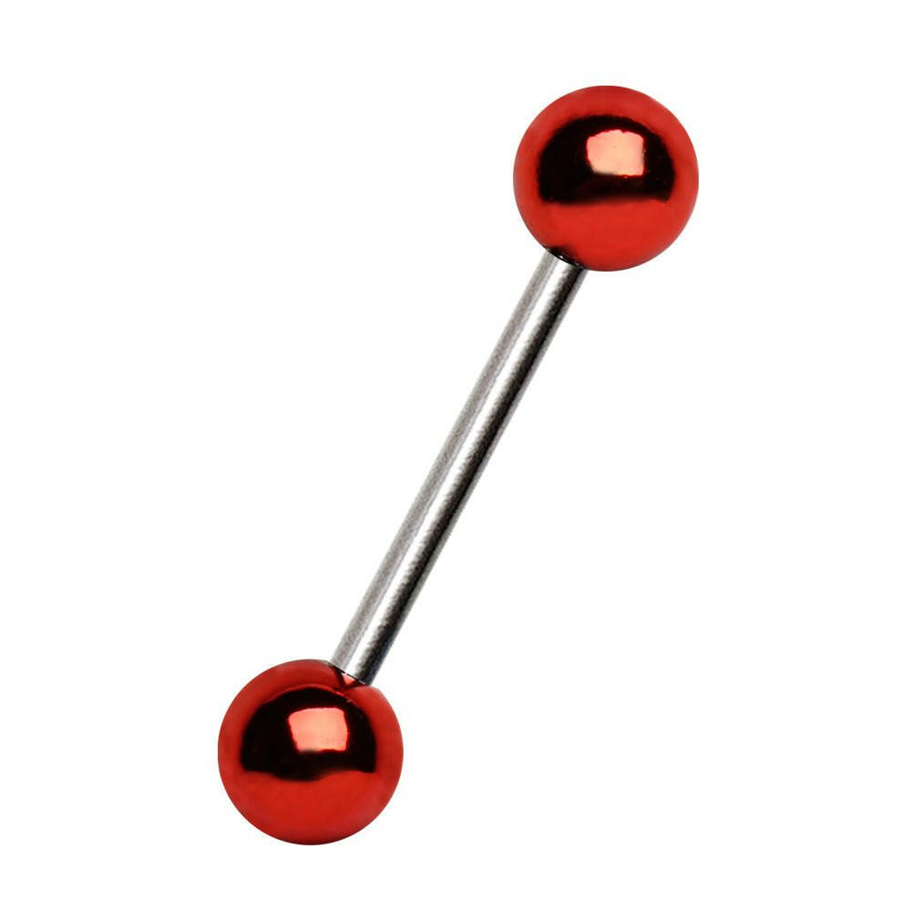 Surgical Steel Barbell with Vacuum-Coated Metallic Acrylic Balls Barbell Impulse Piercings Red