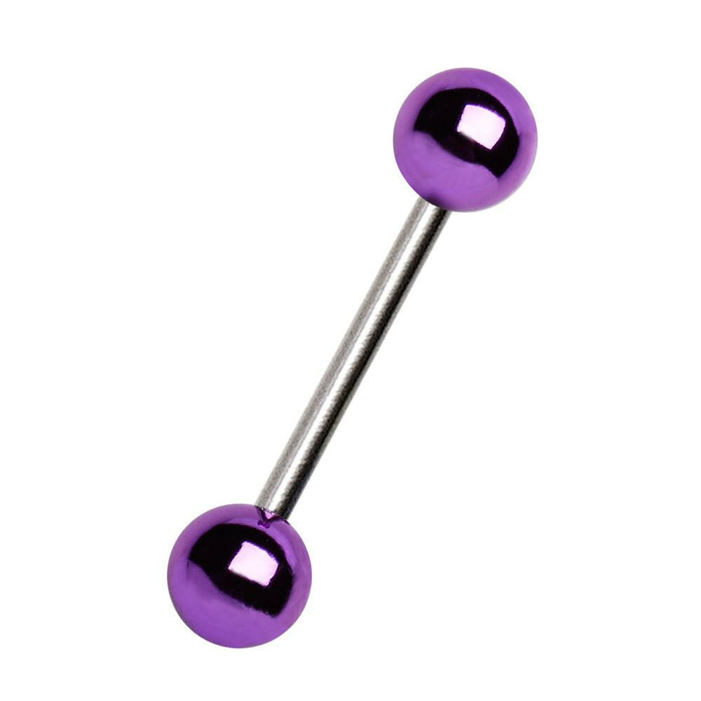 Surgical Steel Barbell with Vacuum-Coated Metallic Acrylic Balls Barbell Impulse Piercings Purple