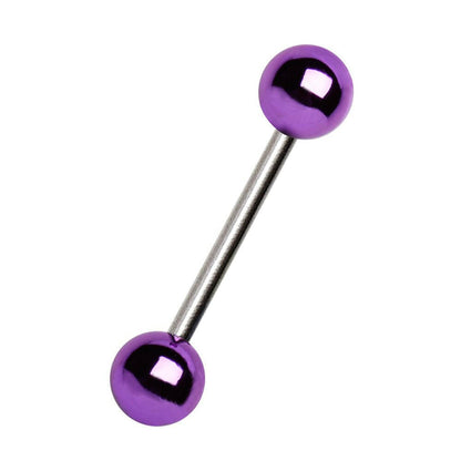 Surgical Steel Barbell with Vacuum-Coated Metallic Acrylic Balls Barbell Impulse Piercings Purple