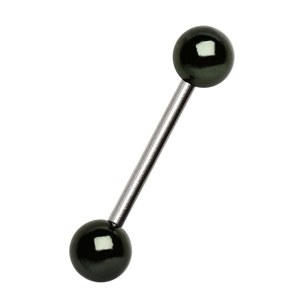 Surgical Steel Barbell with Vacuum-Coated Metallic Acrylic Balls Barbell Impulse Piercings Black