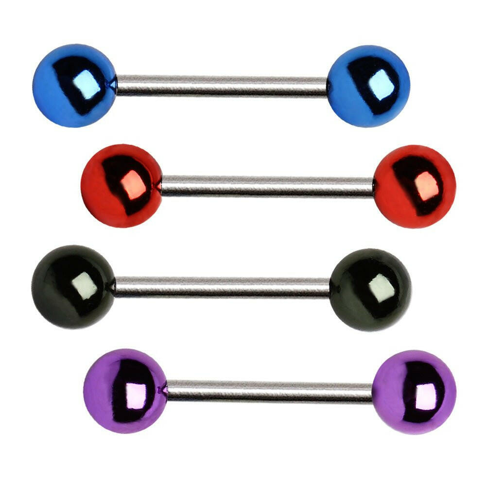 Surgical Steel Barbell with Vacuum-Coated Metallic Acrylic Balls Barbell Impulse Piercings