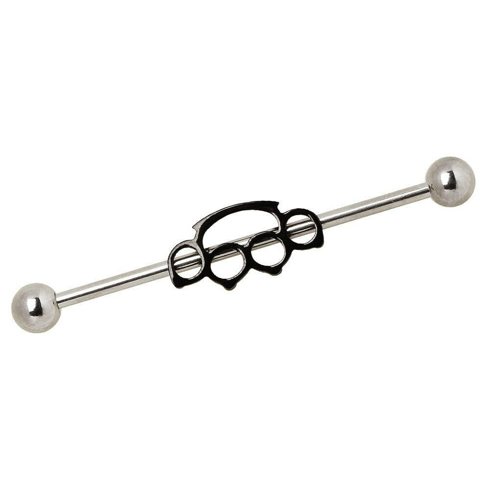 316L Surgical Steel Black Brass Knuck Industrial Barbell Industrial Barbell Impulse Piercings