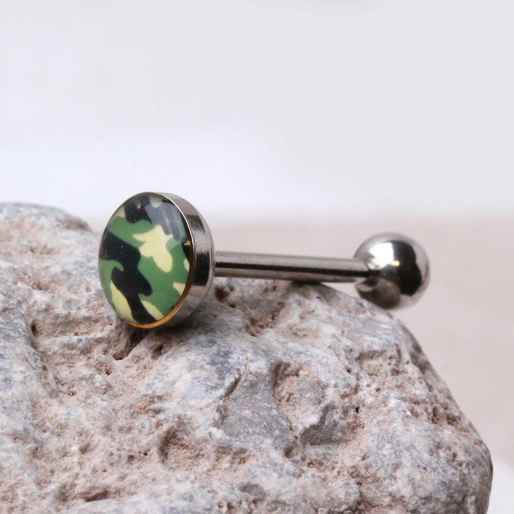 316L Surgical Steel Camouflage Flat Barbell Barbell Impulse Piercings