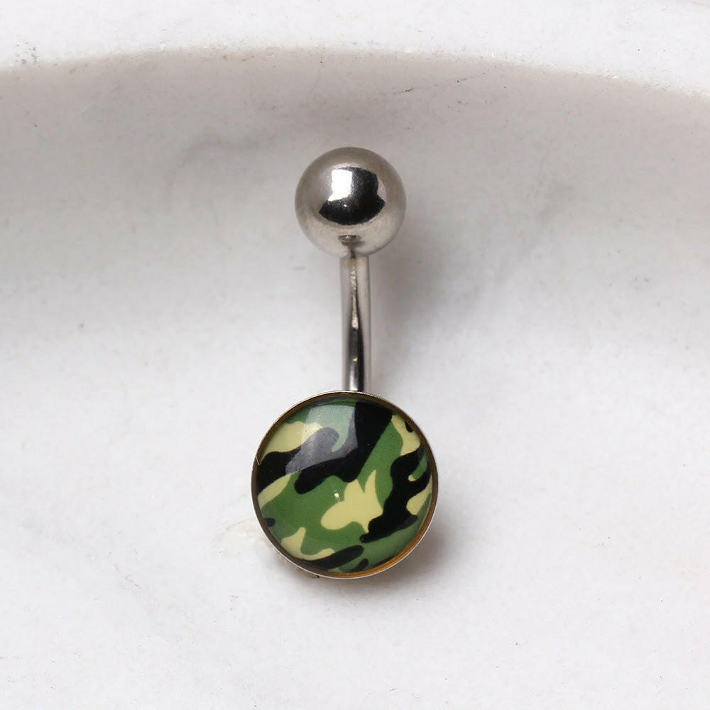 316L Surgical Steel Camouflage Navel Ring Navel Ring Impulse Piercings