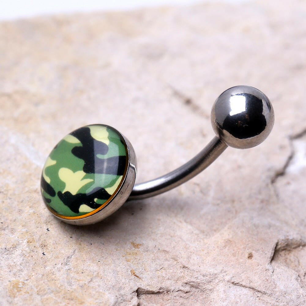 316L Surgical Steel Camouflage Navel Ring Navel Ring Impulse Piercings