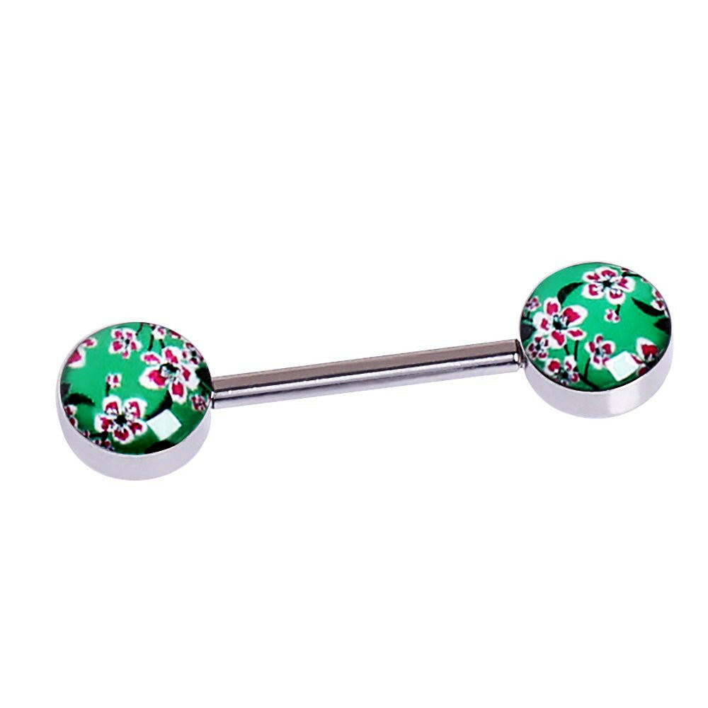 Surgical Steel Cherry Blossom Nipple Bar Nipple Ring Impulse Piercings