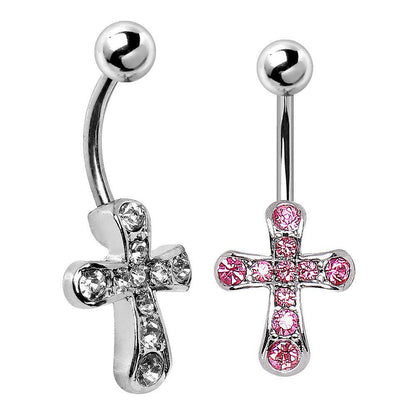 316L Surgical Steel Cross Navel Ring Navel Ring Impulse Piercings