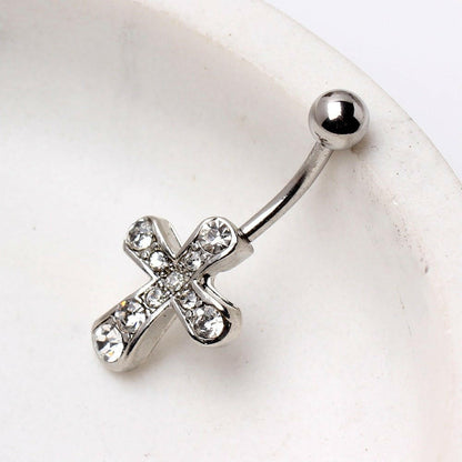 316L Surgical Steel Cross Navel Ring Navel Ring Impulse Piercings Clear