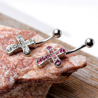 316L Surgical Steel Cross Navel Ring Navel Ring Impulse Piercings