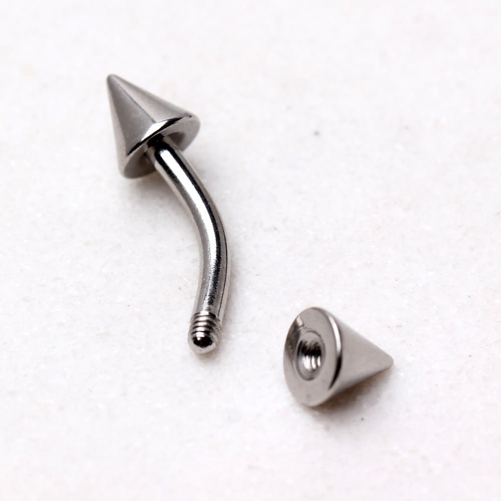 316L Surgical Steel Curved Barbell Eyebrow Ring with Double Spikes