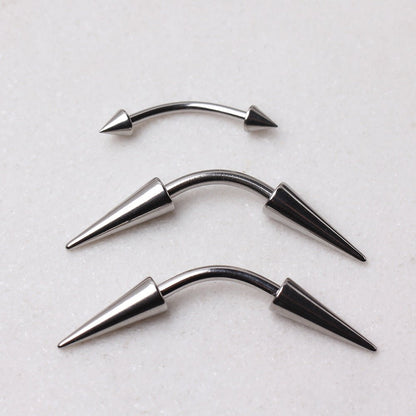 316L Surgical Steel Curved Barbell Eyebrow Ring with Double Spikes