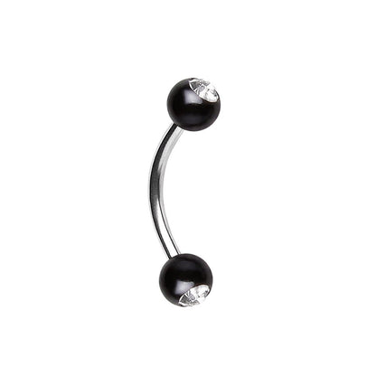 316L Surgical Steel Curved Barbell with UV Acrylic Gemmed Balls