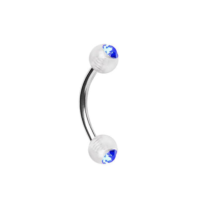 316L Surgical Steel Curved Barbell with UV Acrylic Gemmed Balls