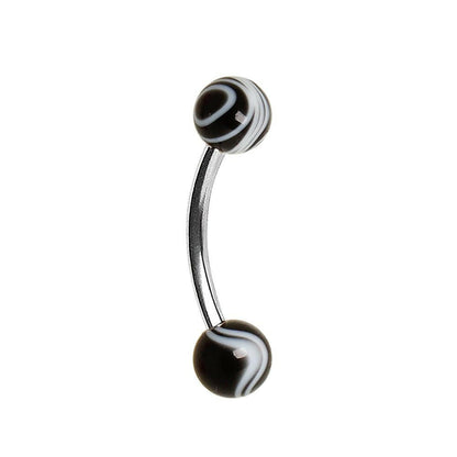 316L Surgical Steel Curved Barbell with UV Marble Balls Barbell Skin Metals