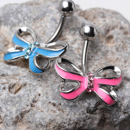 Ribbon Bow Navel Ring styled on model