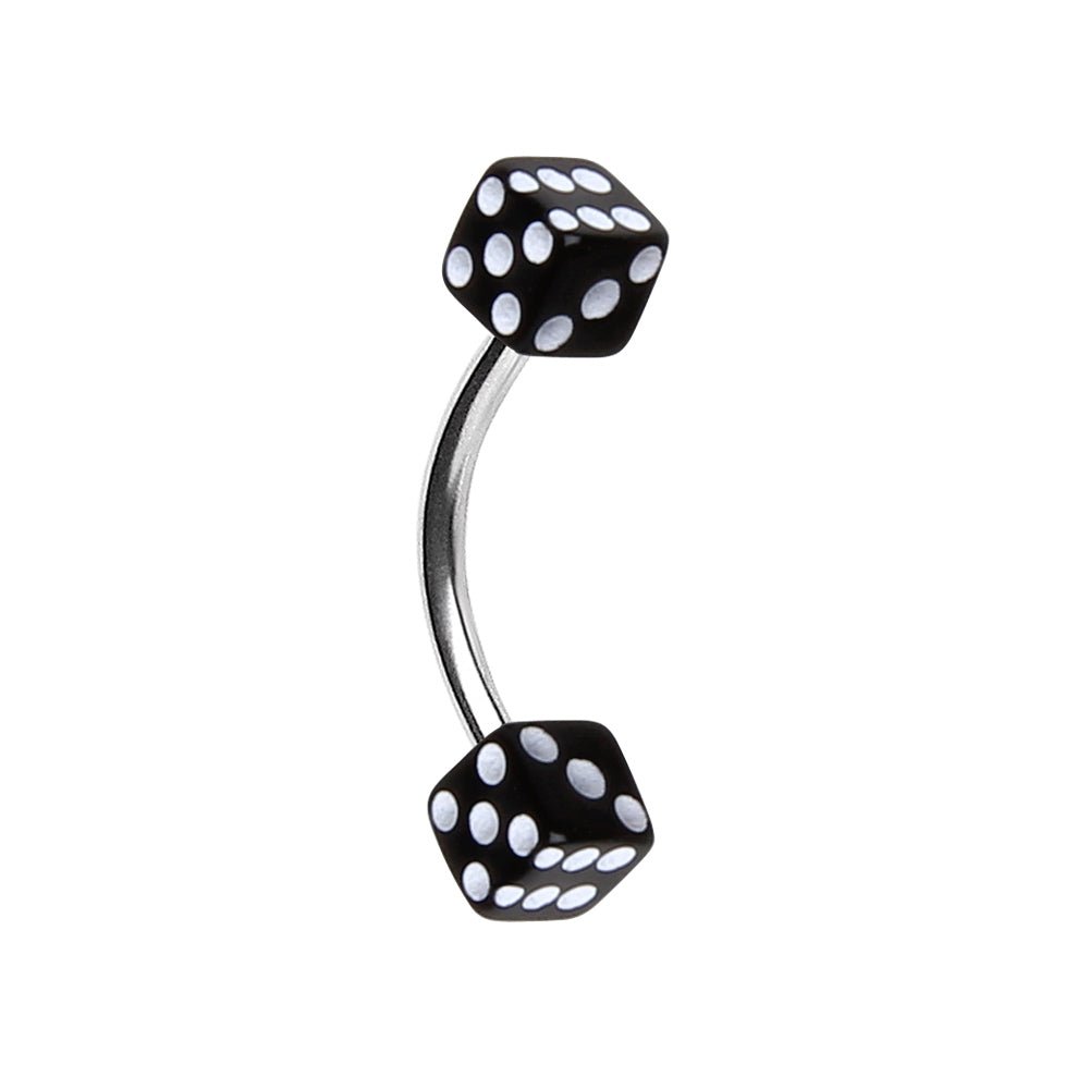 316L Surgical Steel Eyebrow Ring with UV Acrylic Dice Balls