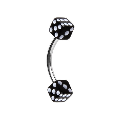316L Surgical Steel Eyebrow Ring with UV Acrylic Dice Balls