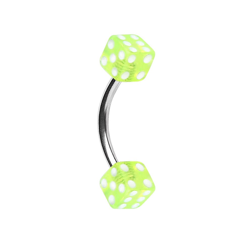 316L Surgical Steel Eyebrow Ring with UV Acrylic Dice Balls