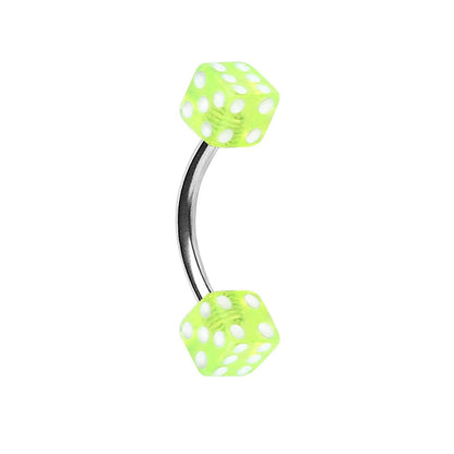 316L Surgical Steel Eyebrow Ring with UV Acrylic Dice Balls
