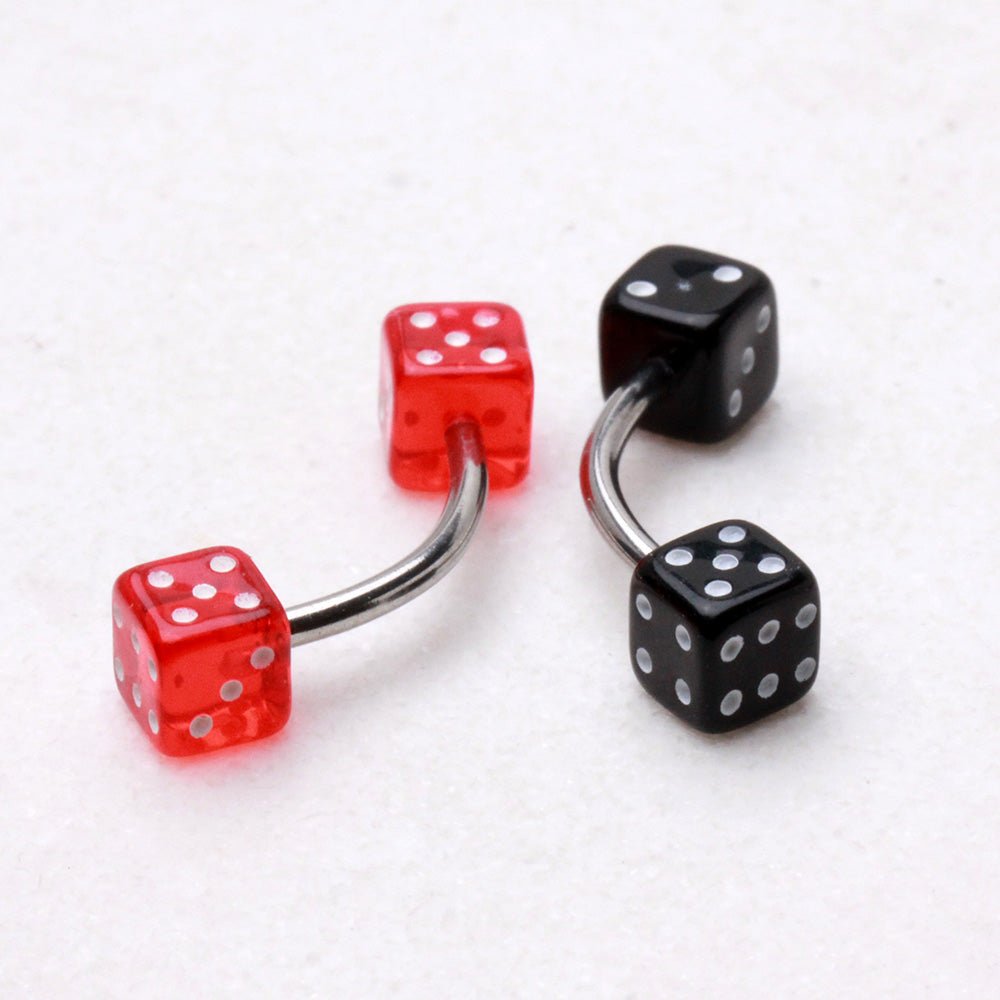 316L Surgical Steel Eyebrow Ring with UV Acrylic Dice Balls