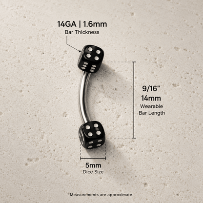 316L Surgical Steel Eyebrow Ring with UV Acrylic Dice Balls