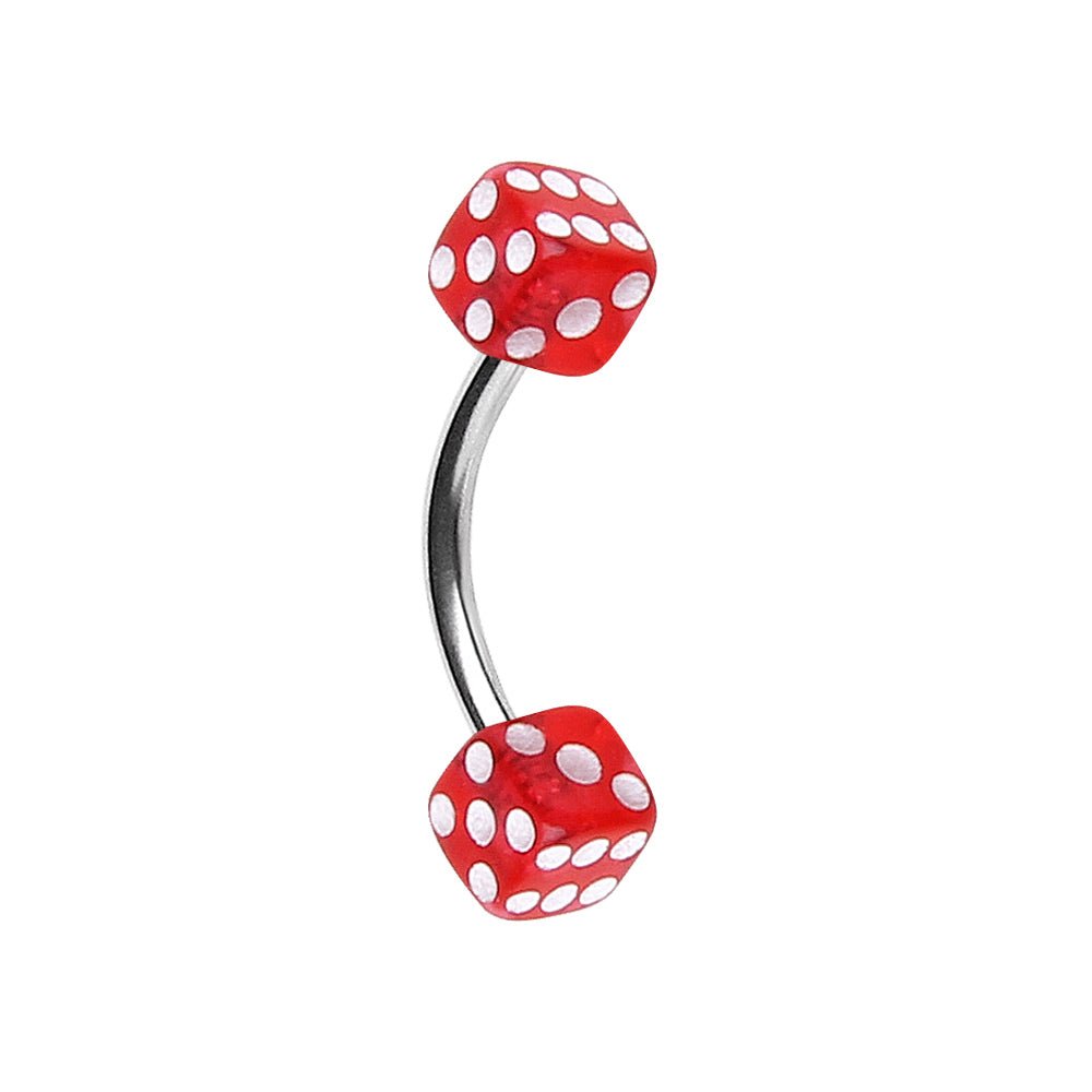 316L Surgical Steel Eyebrow Ring with UV Acrylic Dice Balls