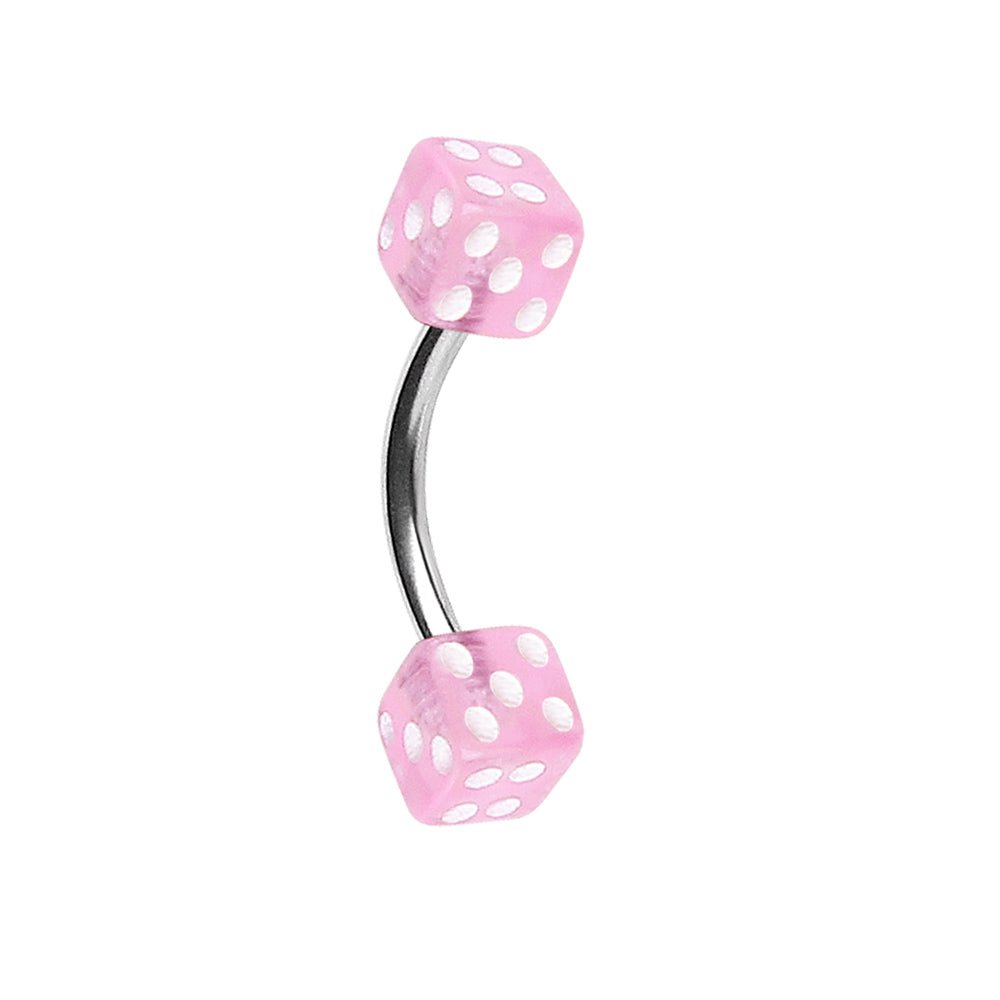 316L Surgical Steel Eyebrow Ring with UV Acrylic Dice Balls