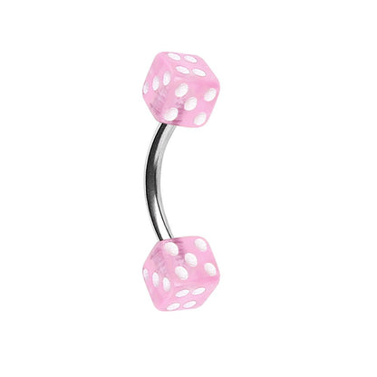 316L Surgical Steel Eyebrow Ring with UV Acrylic Dice Balls