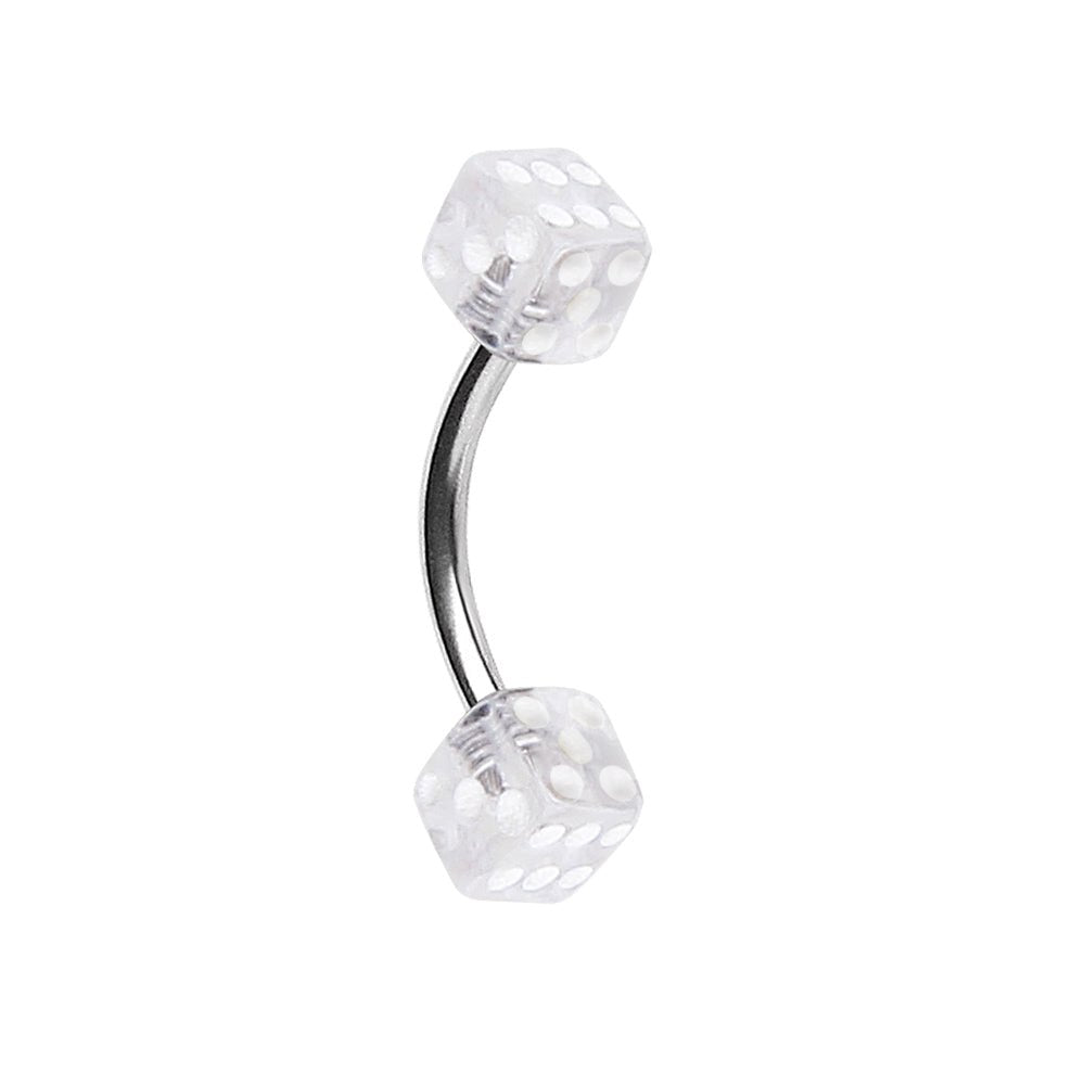 316L Surgical Steel Eyebrow Ring with UV Acrylic Dice Balls