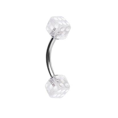 316L Surgical Steel Eyebrow Ring with UV Acrylic Dice Balls